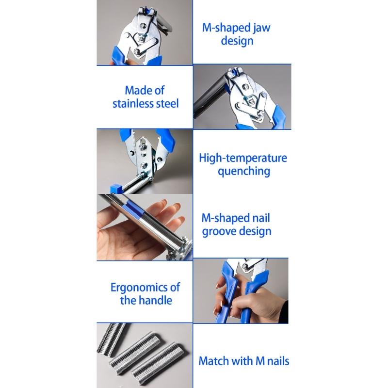 Professional Animal Cage Installation Pliers Set With 600 M Clips Antislip Handle For Farm Use Upholstery Installation