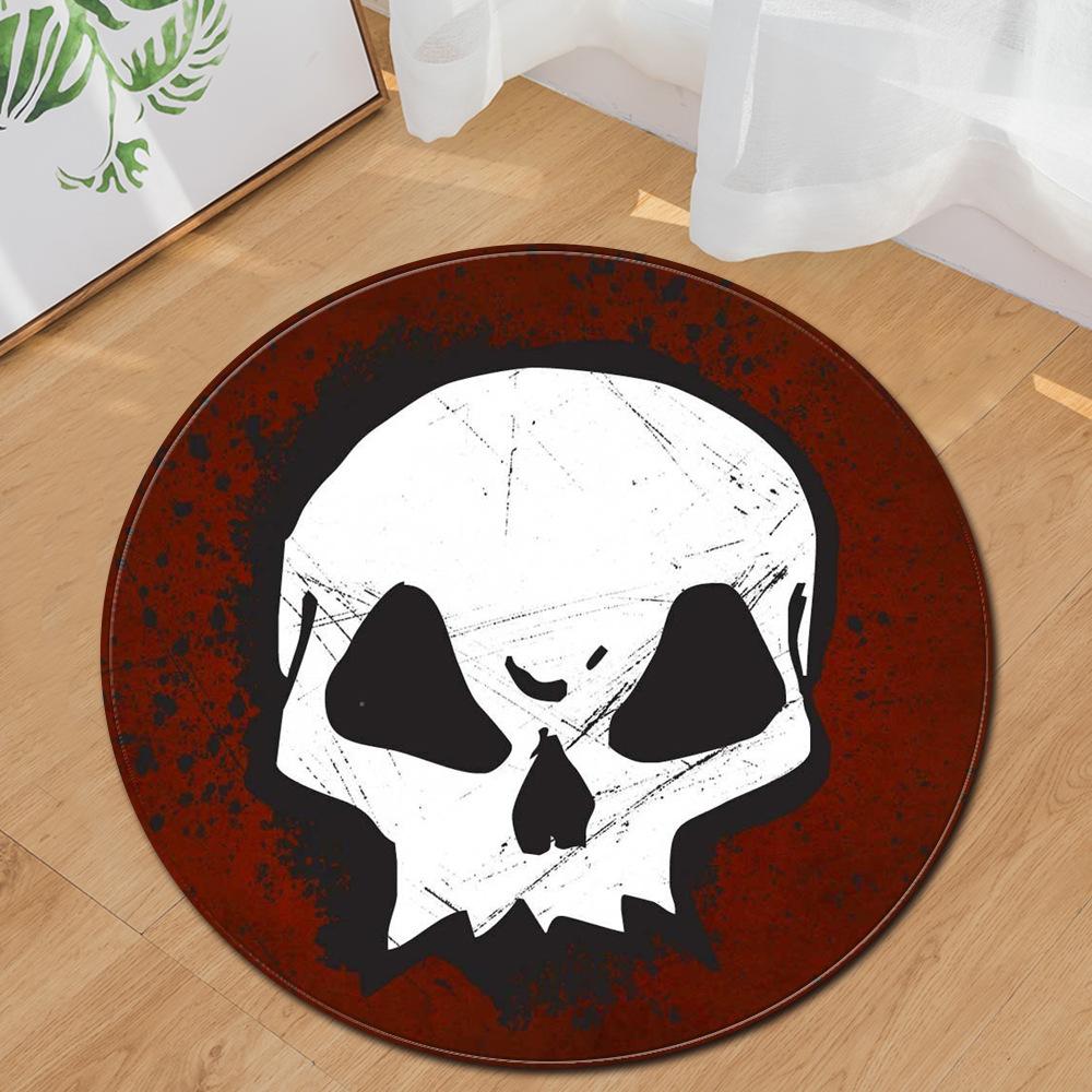Skull Round Carpet Computer Chair Mat Office Chair Floor Mat Door Mat Foot Mat