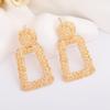 European and American Exaggerated Atmospheric Matte Hipster Geometric Earrings Creative Personalized Relief Trapezoidal Long Metal Ear Jewelry
