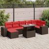 VidaXL Garden Lounge Set 10 Pcs and Brown Cushions Braided Resin Acacia, Outdoor Sofa Set, Garden Lounge Set 3326845