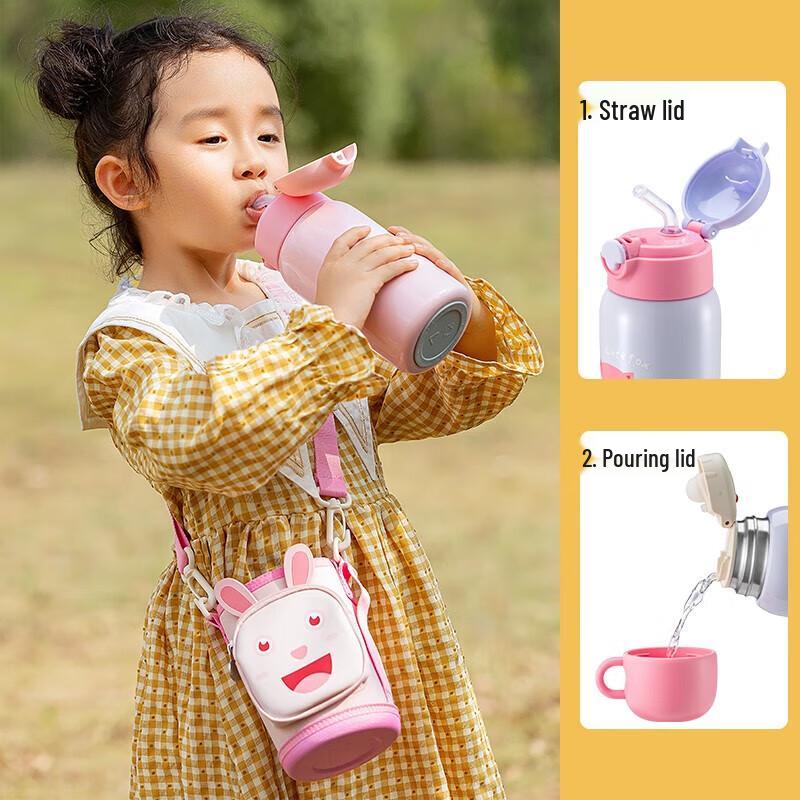 TAFUCO T4085 Little Dinosaur 316 Stainless Steel Double-Lid Thermos 550ml