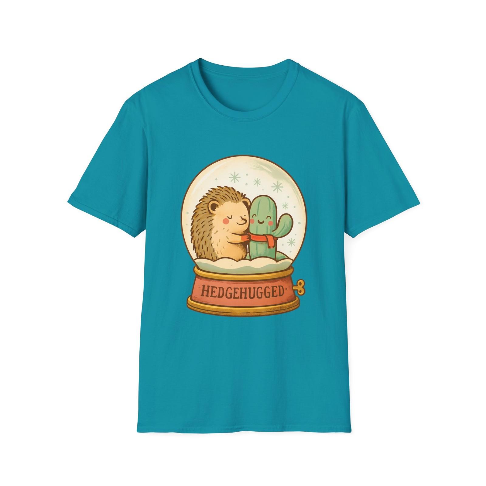 Unisex Softstyle T-Shirt Mens Womens Tees Top Hedgehog Hugging Cactus Snowglobe Scene Cute 4XL