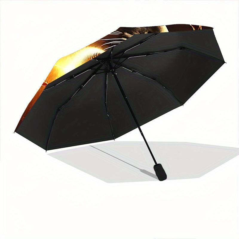 1pc Lion's Majesty Amidst a Sea of Red Roses Automatic Opening and Closing Folding - A Good Choice for Gifts, Fashionable and Convenient Umbrella With