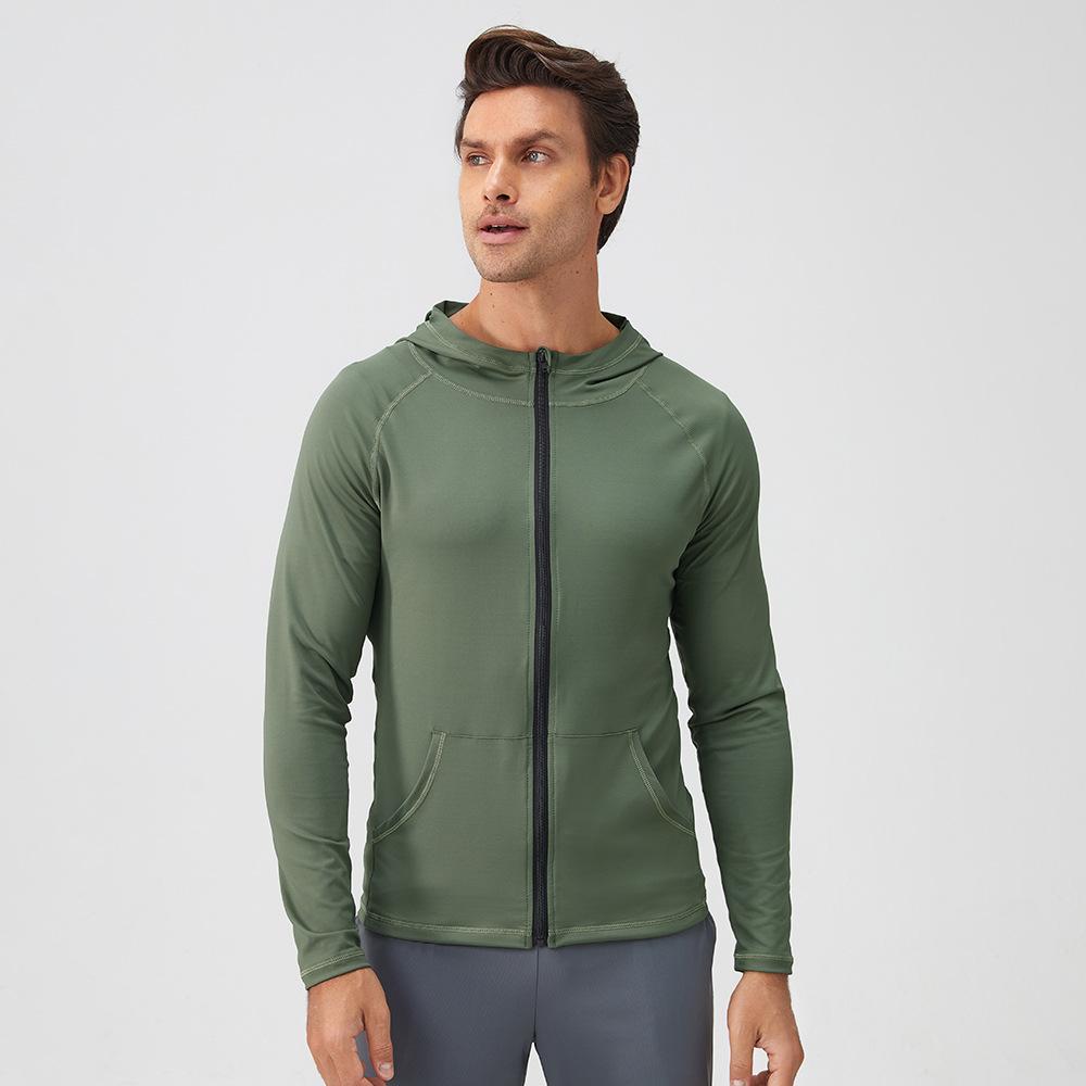 Pánská celorozepínací sportovní trička s kapucí UPF 50+ s ochranou proti slunci s dlouhým rukávem Sportovní rybářské košile Sportovní košile na cvičení a běhání s kapucí