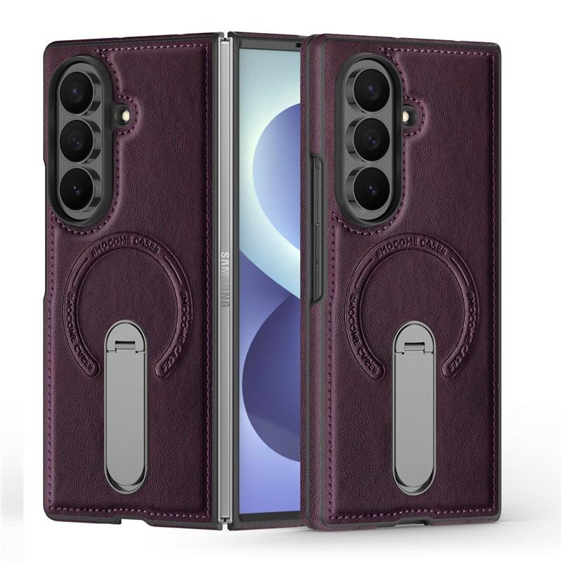 360 Bracket Holder For Magsafe Magnetic Case For Samsung Galaxy Z Fold 8 Ultra Fold8 Fold 7 6 5 4 Retro Leather Kickstand Cover