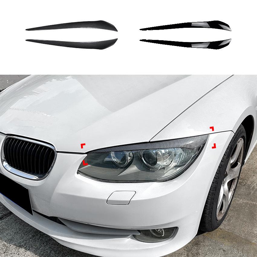 Car Headlight Eyebrows Eyelid Cover Stickers For BMW 3 Series E92 E93 LCI 2010-2012 Glossy black/Carbon Look Body Kit Tuning