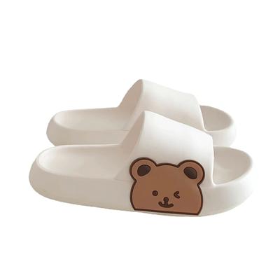 Summer Slippers Sandals Beach Slides Flip Flops Thick Soled Bathroom Shoes PVC Shoes Cartoon Bear Slippers