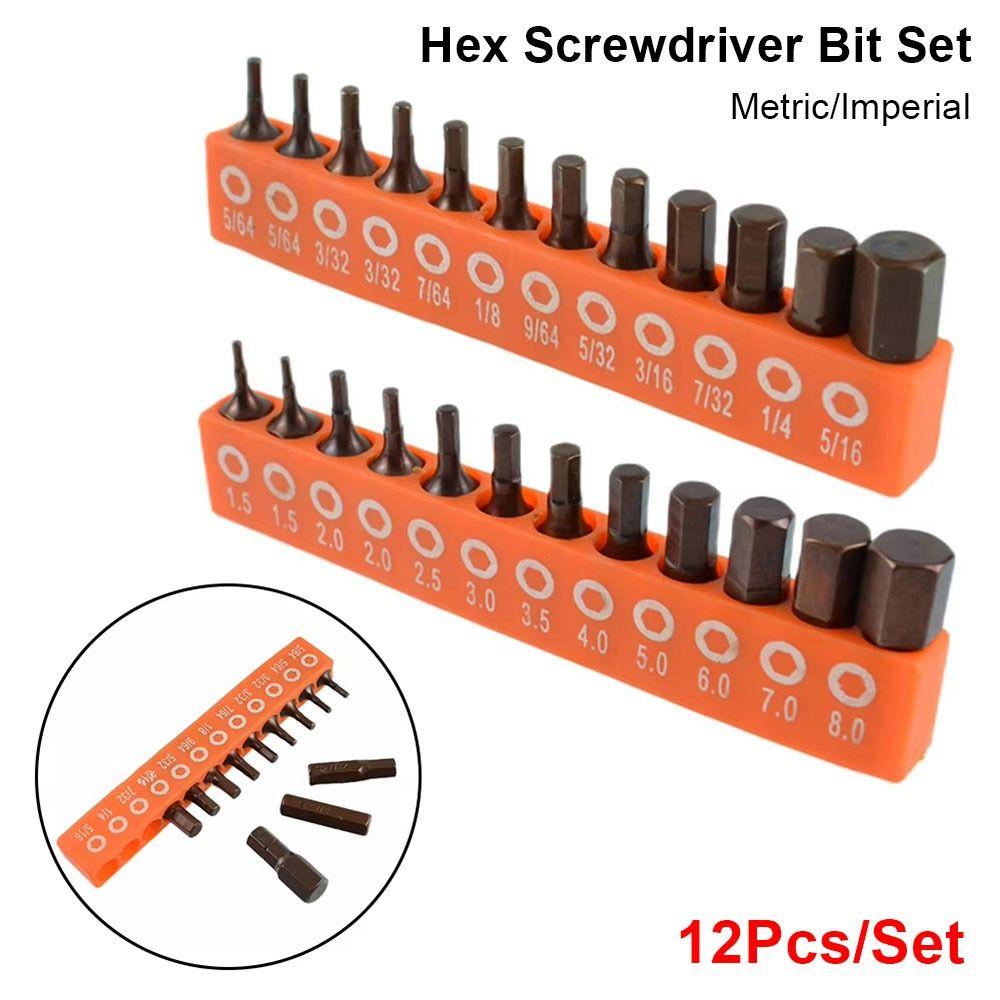 12Pcs S2 Alloy Steel Hex Screwdriver Bit Set  For DIY Home Projects Work Sites