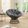 Comfortable Wicker Papasan Chair, 360 degrees Swivel Indoor Outdoor, with Soft Thick Cushion, Ideal for Living Room, Brown Frame