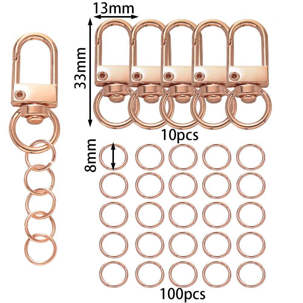 110 Stück/Set Legierung Karabiner Hummerverschluss Haken Schlüsselanhänger Zubehör mit Biegeringen für DIY Schlüsselanhänger Halskette Armband Zubehör