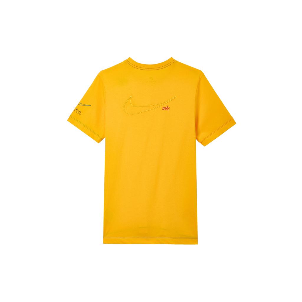 Men's Nike Nsw Tee Swoosh 50 Lbr Casual Sports Breathable Printing Short Sleeve Gold Color T-Shirt DJ1394-739