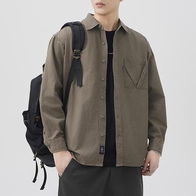 Japanese Retro Work Shirt Men's Trendy Loose Casual American Spring New Shirt