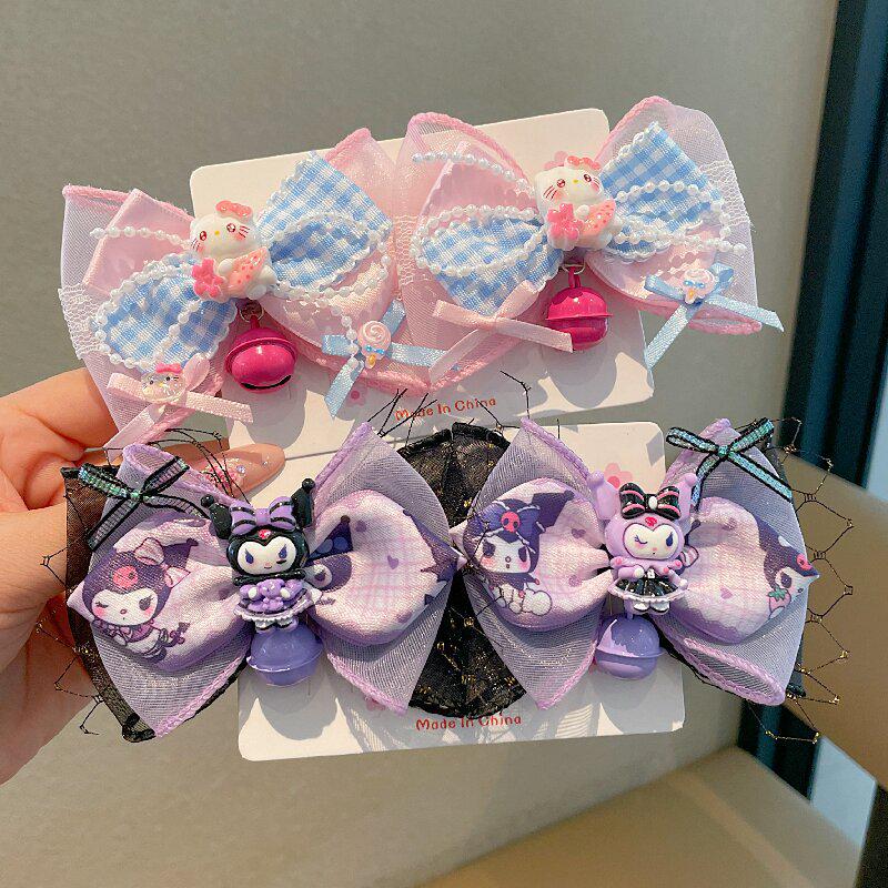 2026 New Style Kuromi Bow Hair Clips for Girls - Melody Hanfu Children's Headdress Accessories