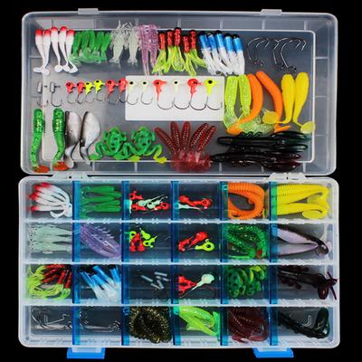 146 Pcs Soft Lure Set Sea Fishing Tackle Fishing Lure Silicone Bait Soft Worm Shrimp Carp Fishing