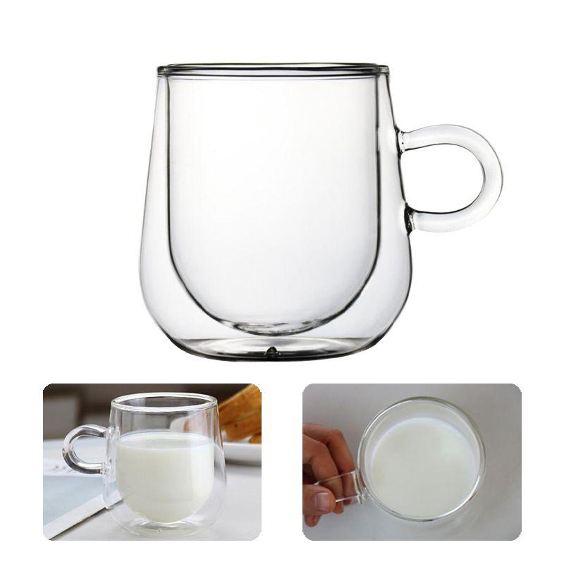 Glass Walled Double Mugs Heat Resistant Tea Milk Lemon Juice Coffee Water Cup