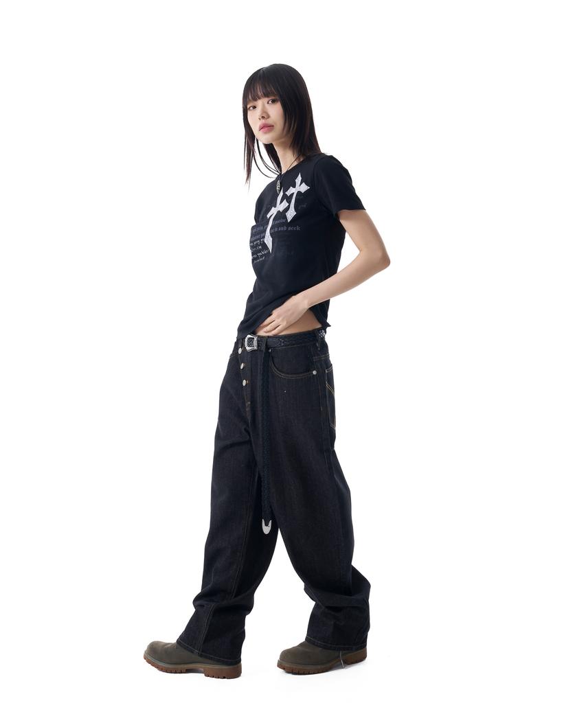 AAKAM Laced Cros2 Patch Half Top (Black)