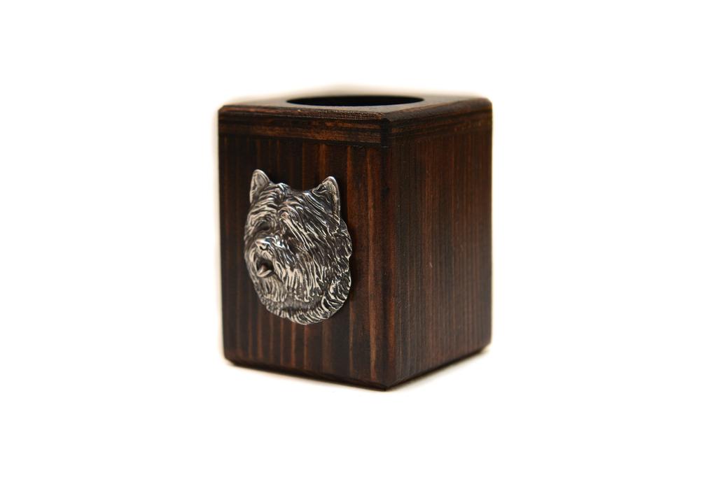Cairn Terrier - wooden candle holder with a dog, a unique souvenir after losing a dog, a handicraft from the Art-Dog brand