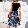 Women's Sleeveless Casual Vacation Loose Swing Geometric Button Midi Dress With Pockets