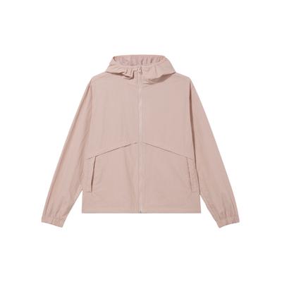 Giacca con cappuccio e zip a maniche lunghe da donna a tinta unita resistente ai raggi UV per la protezione solare rosa chiaro A5PHP-662