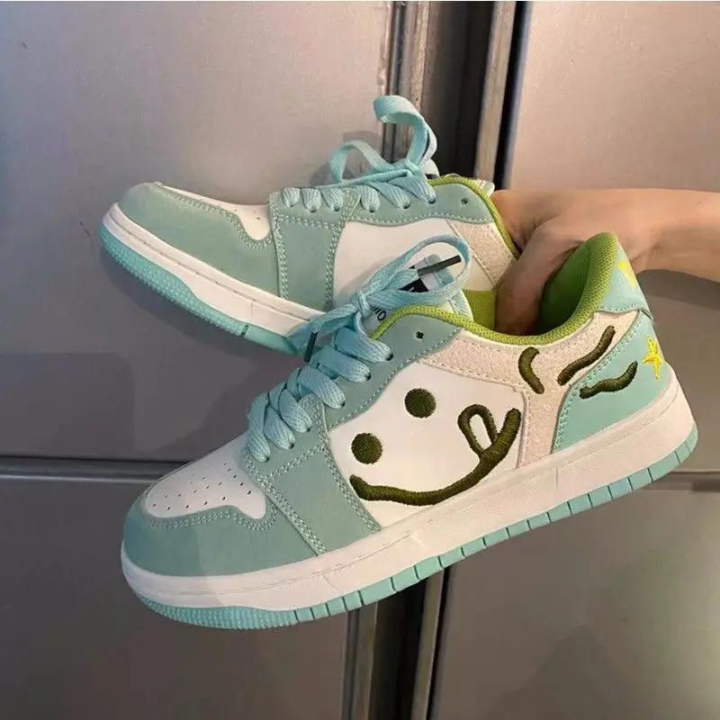 Fashion 2025 New Men's Smiling Sneakers Couple's Thick Bottom Lightweight Breathable Running Shoes Fashion Trend Casual Board Shoes