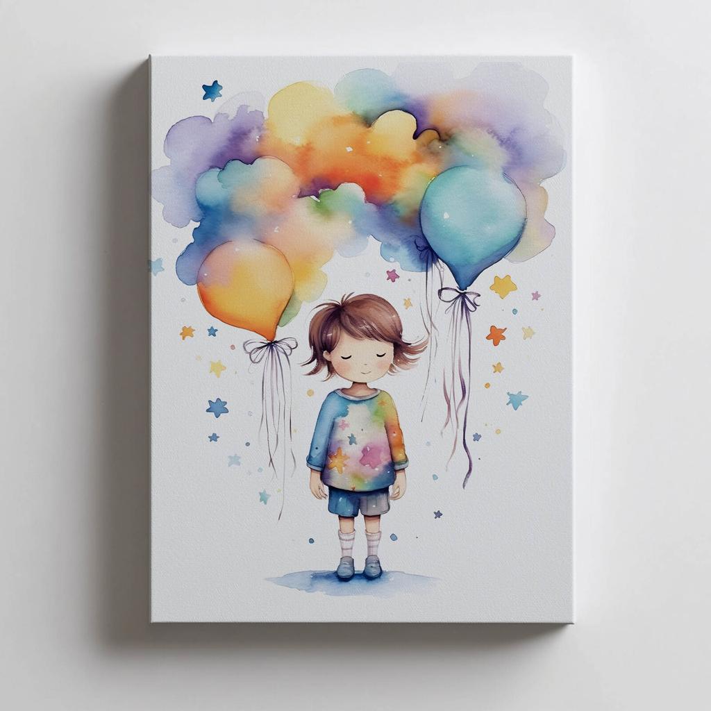 Dziewczynka Z Balonikami Dziewczynka Z Balonikami, 70X100 Cm, Rama Drewniana Jasny Dąb, Papier Matowy 230 Gsm