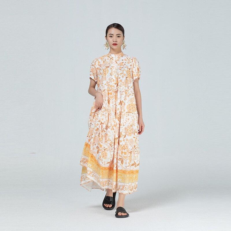 Xitao Print Pattern Dress Fashion New Omen Pleated Hem Irregular Hot Color Patchwork Loose Dress WMD1101