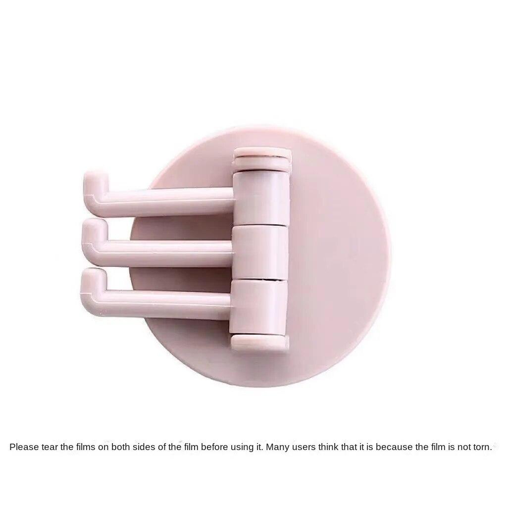 Rotating traceless hook, wall self-adhesive, strong, non punching, kitchen, bathroom storage rack, multifunctional towel rack