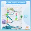 6-Level Hamster Cage with Tunnel, Wheel, Ramps, House, Bottle and Bowl, Blue