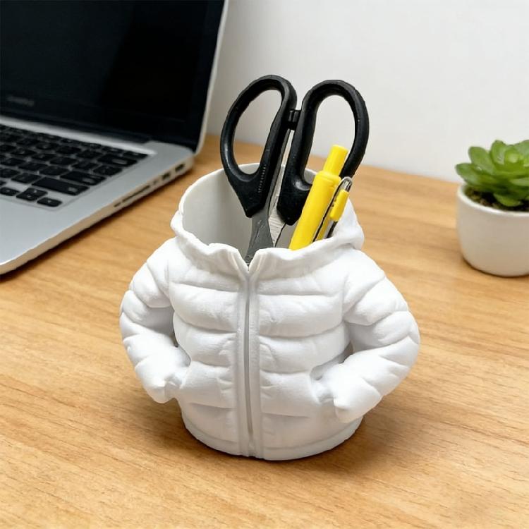 For Home Office School Down Jacket Design 3D Printed Plastic Pen Holder Storage Decoration Organizers for Students
