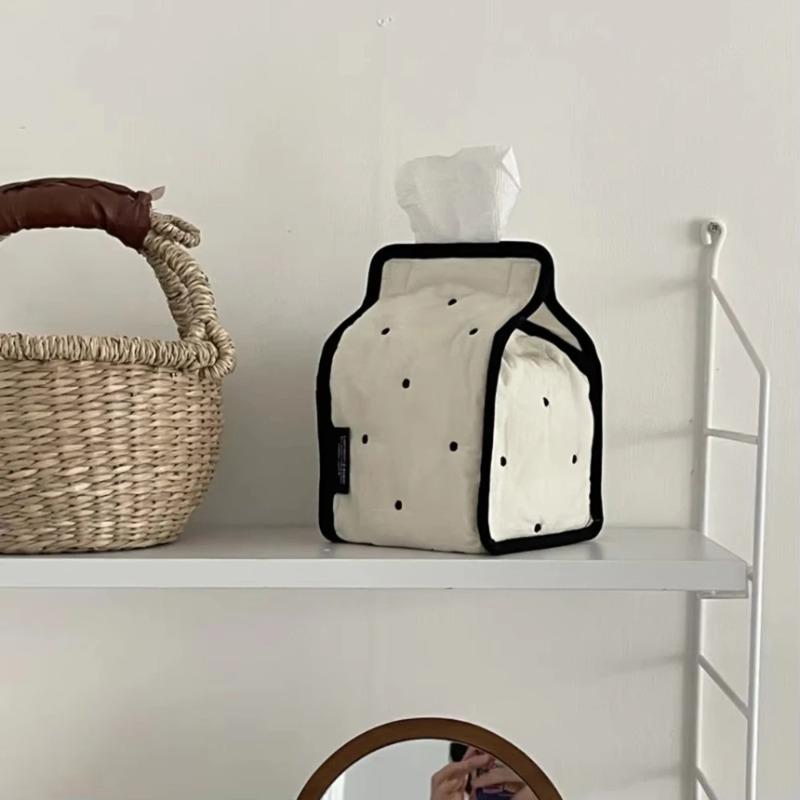 Milk Carton Shaped Facial Tissue Holder, Cute Tissue Storage Bag for Bedside Clutter & Private Items, Decorative Home Paper Box
