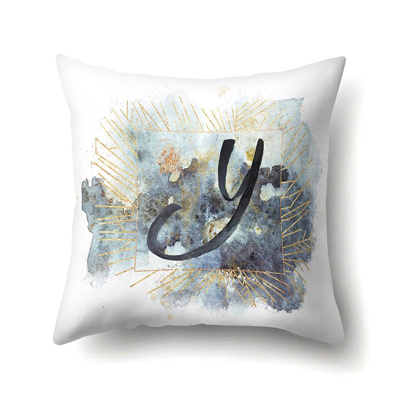 Polyester Pillowcase Home Car Decoration Printing Pillowcase 26 English Letters Sofa Cushion Cover