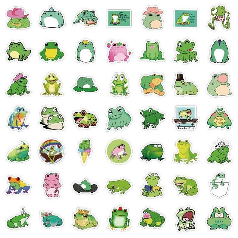 50 Cartoon Frog Graffiti Stickers: Creative, Cute, Waterproof for Phone & Computer