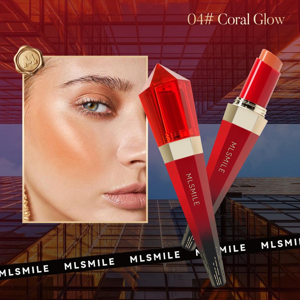 MLSMILE Scepter Blush Stick, Natural Skin Tone Lasting Rouge Blush Set