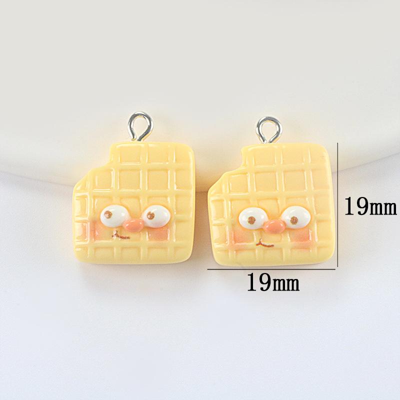 9PCS Resin Simulation Food Toys Toast Fried Eggs Bear Pendants for DIY Earrings Keychains Jewelry Making Decoration Accessories