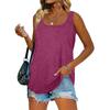 Damenmode Lässiges Sommer-T-Shirt mit einfarbigem Aufdruck, ärmellos, U-Ausschnitt, lockere Weste