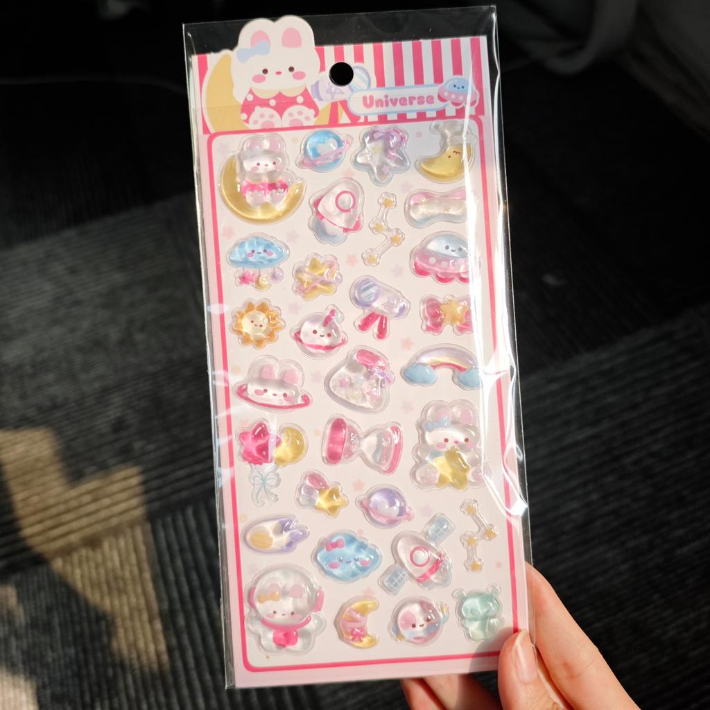 Kawaii 3D Cartoon Teddy Bear Rabbit Relief Crystal Sticker For Scrabooking Cute Diy Phone Case Sticker School Stationery Supply