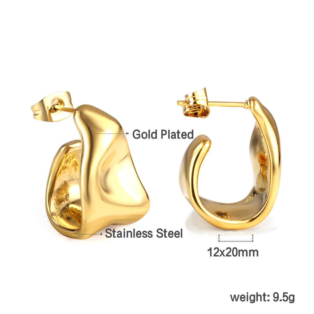 Light Luxury Temperament Stud Earrings Women's Simple Smooth Irregular Special-shaped High-end Earrings Stainless Steel Earrings