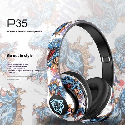 Headset Bluetooth Headset Wireless Headset Guochao Graffiti New Luminous Stereo Music Sports