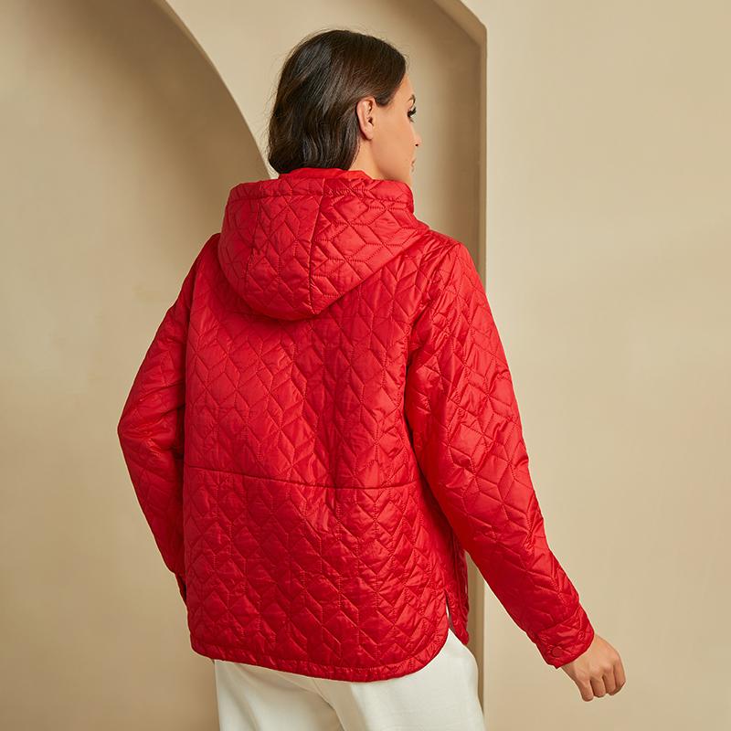 YISHENGSHUI New Spring and Autumn Women's Jacket Simple Medium-length Fashion Unique Splicing Hooded Design Women's Spring Jacket 23681