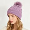 Winter New Solid Color Cashmere Blended Hairball Wool Hat Double-layer Simulated Silk Lining Knitted Hat Outdoor Thermal Hat