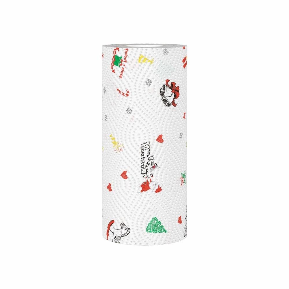 Disposable Christmas Kitchen Paper Thick Three-Layer Wet Dry Dual-Use Household Roll Paper Christmas Paper Towels