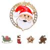 Women Girls Crystal Brooch Cartoon Christmas Series Breastpin Xmas Tree Brooch Cute Clothes Decor