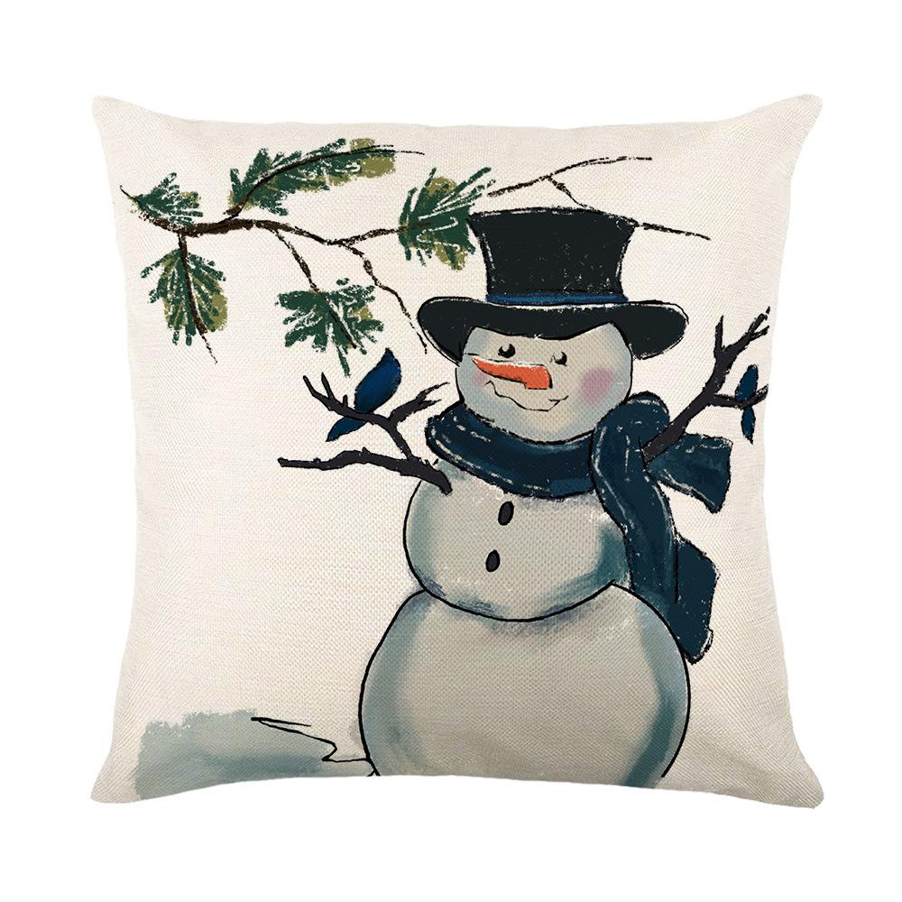 Christmas Letter Printed Pillow Cover Home Sofa Cushion Cover Christmas Snowman Bedroom Cushion Cover