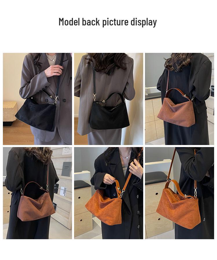 Versatile Suede Pillow Bag - Autumn/Winter 2025 Large Capacity Women's Tote & Crossbody Handbag