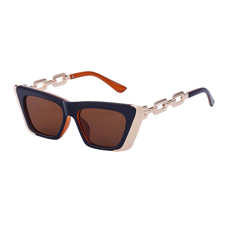 Cat'S Eye Sunglasses Women'S Trendy Personality Metal Chain Small Frame Sunglasses Women'S Glasses