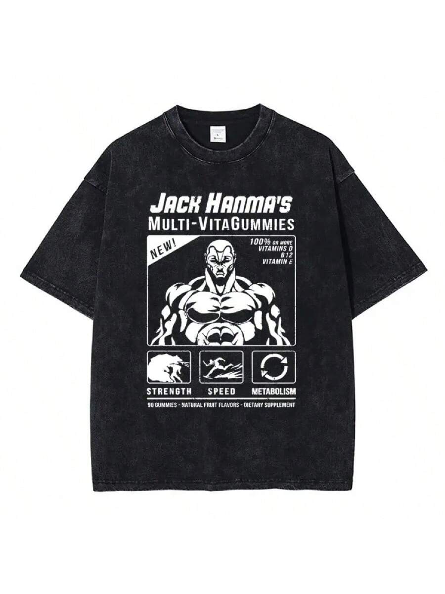 

Vintage Washed Anime Baki The Grappler Hanma Yujiro Graphic Print T-Shirt Men Manga Casual Oversized T Shirt Unisex Streetwear4 XXXXXL чорний