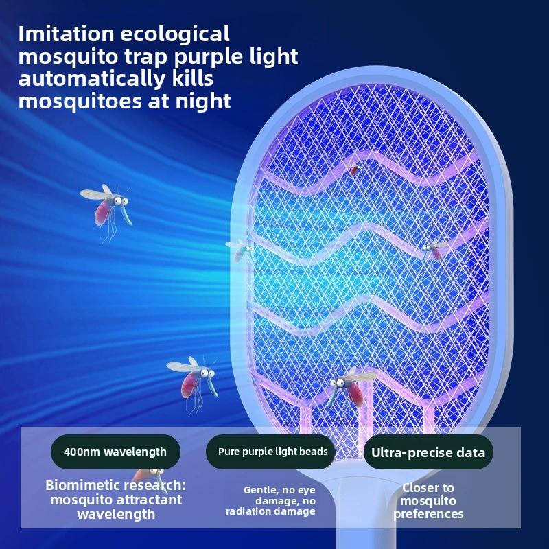Raqueta eléctrica matamosquitos 2 en 1 recargable por USB lámpara asesina de insectos para hogar