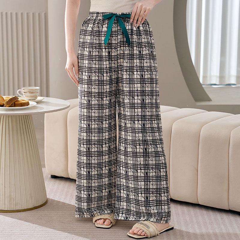 Women's Plus Size Cotton Silk Pajamas - Spring/Summer Lightweight Wide-Leg Pants for Beach, Loose Fit, Can Be Worn Outside