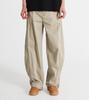 Beoteunseoul Pigment Washed Wide Curved Cotton Pants [Beige]