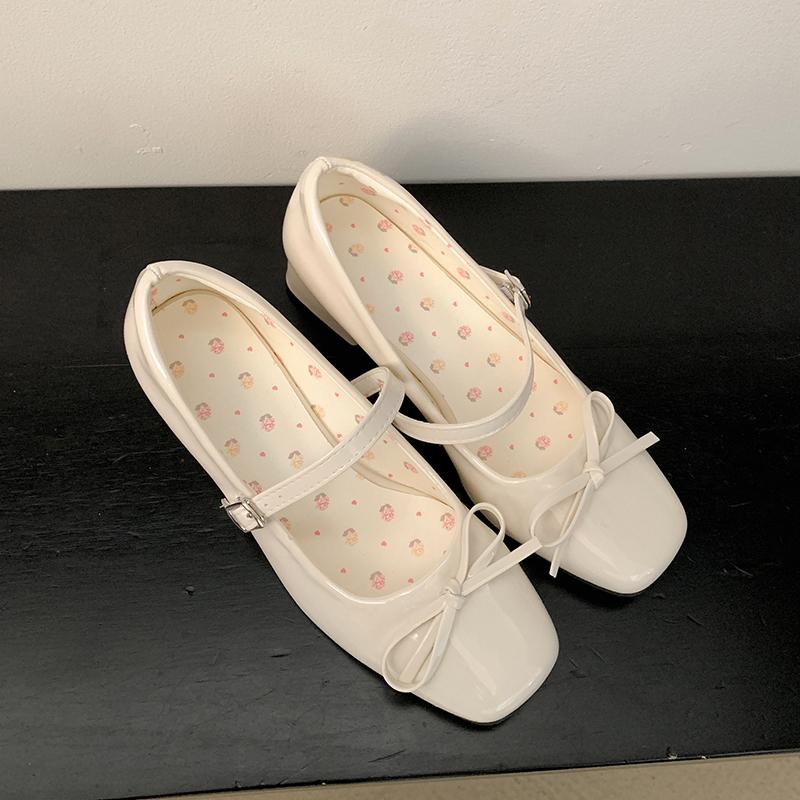 Patent Leather Women Mary Jane Shoes Fashion Shallow Butterfly-knot Shoes Spring Autumn Wedding Party Shoes